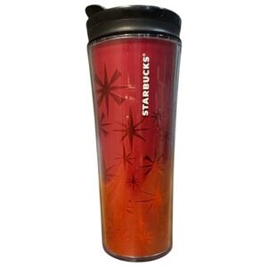 2011 12 Oz Starbucks Holiday Tumbler Collectible Travel Mug Red Star Holographic